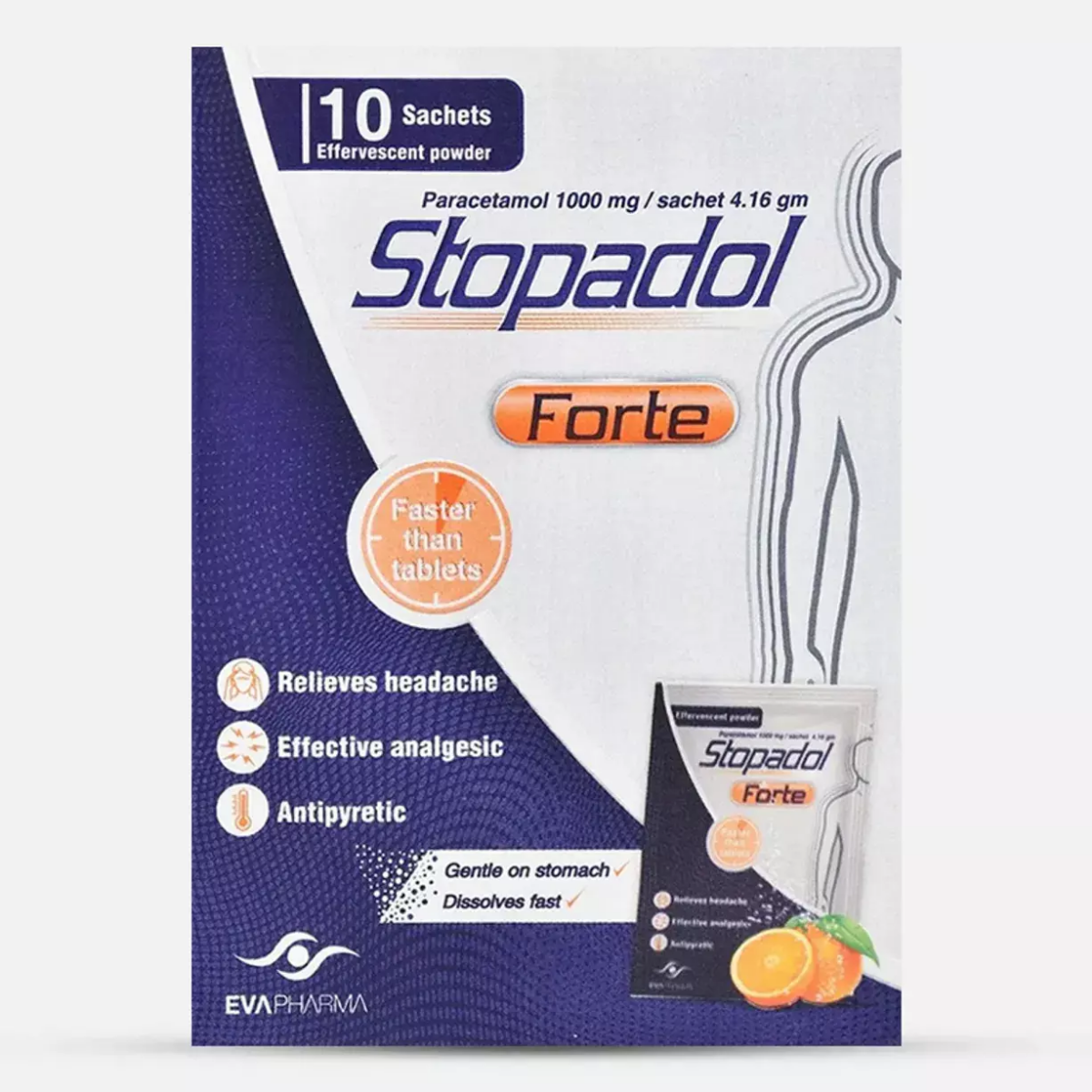 صورة منتج أكياس ستوبادول فورت 1000مجم باراسيتامول مسكن للألام وخافض للحراره بنكهه البرتقال    | 10 أكياس